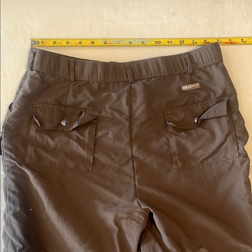 Brown Straight Leg Pants that zipper into shorts.